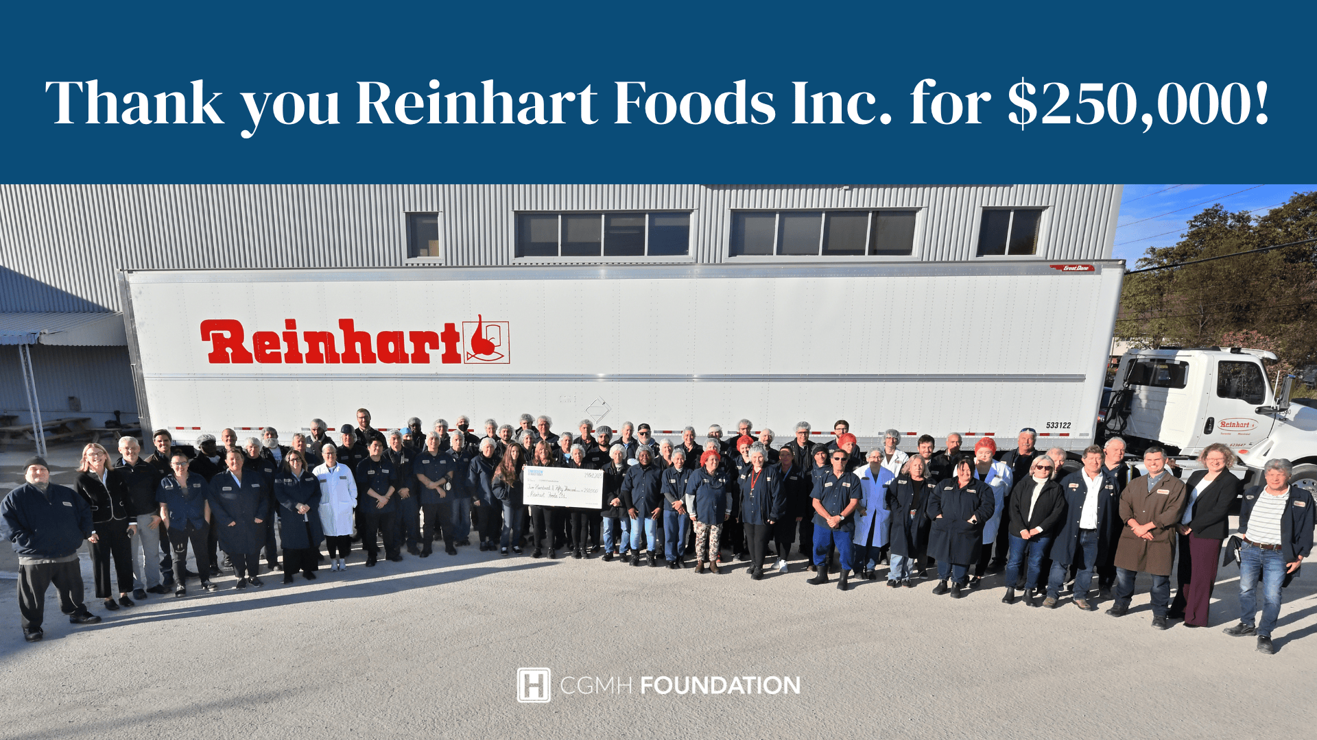 Reinhart Foods Ltd. Donates $250,000 to CGMH’s Tomorrow’s Hospital Campaign