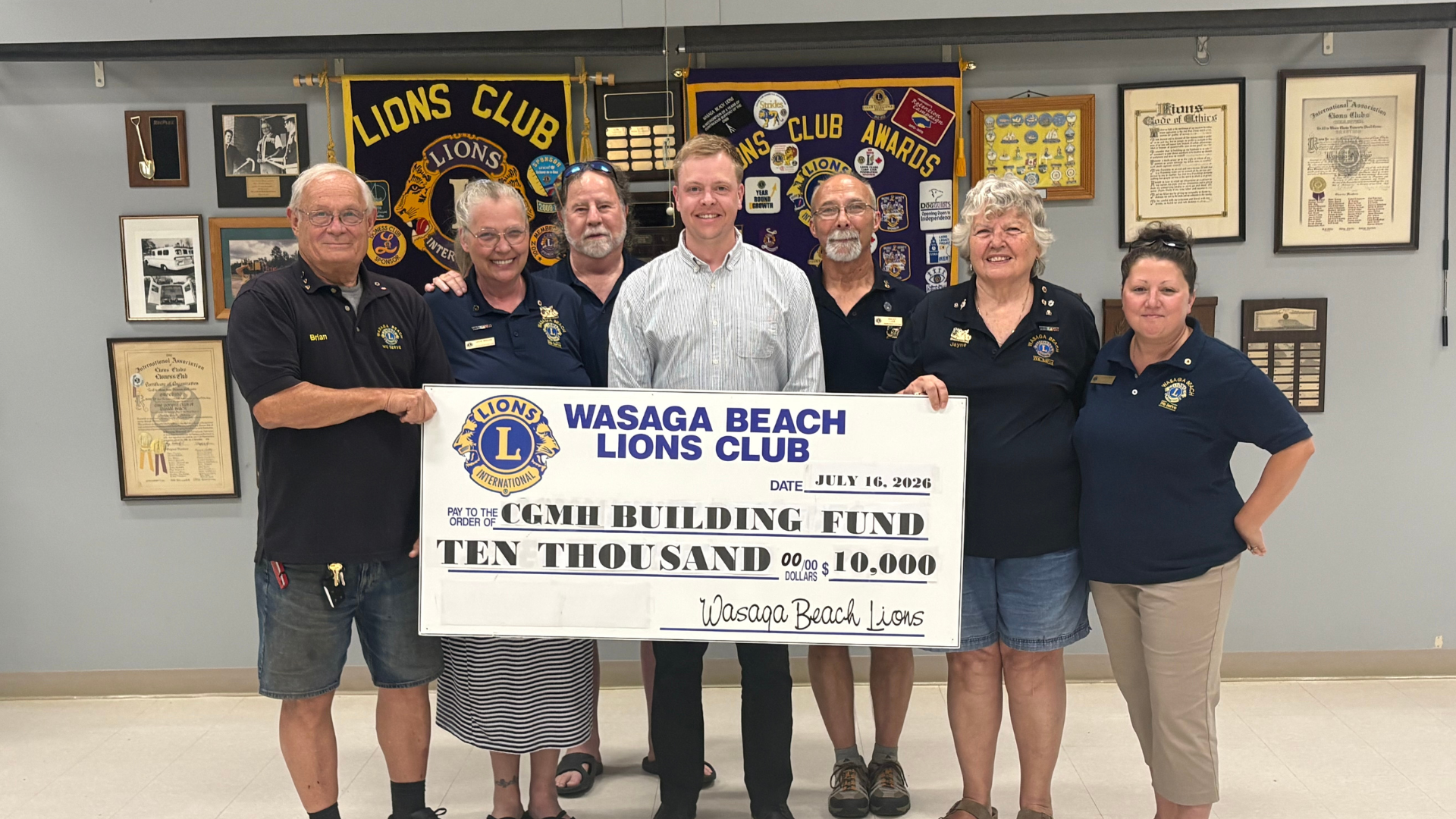 Wasaga Beach Lions Club Continues a Legacy of Giving with $10,000 Gift to Tomorrow’s Hospital